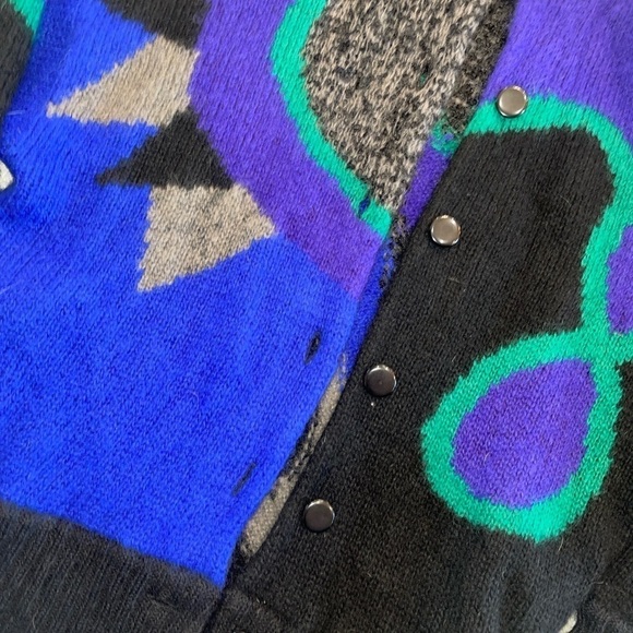 Vintage 1980s funky abstract sweater mohair blend - Picture 2 of 6